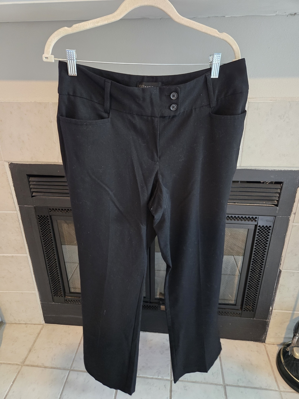 Rafaella Black Pull-On Trousers with Dual Buttons
